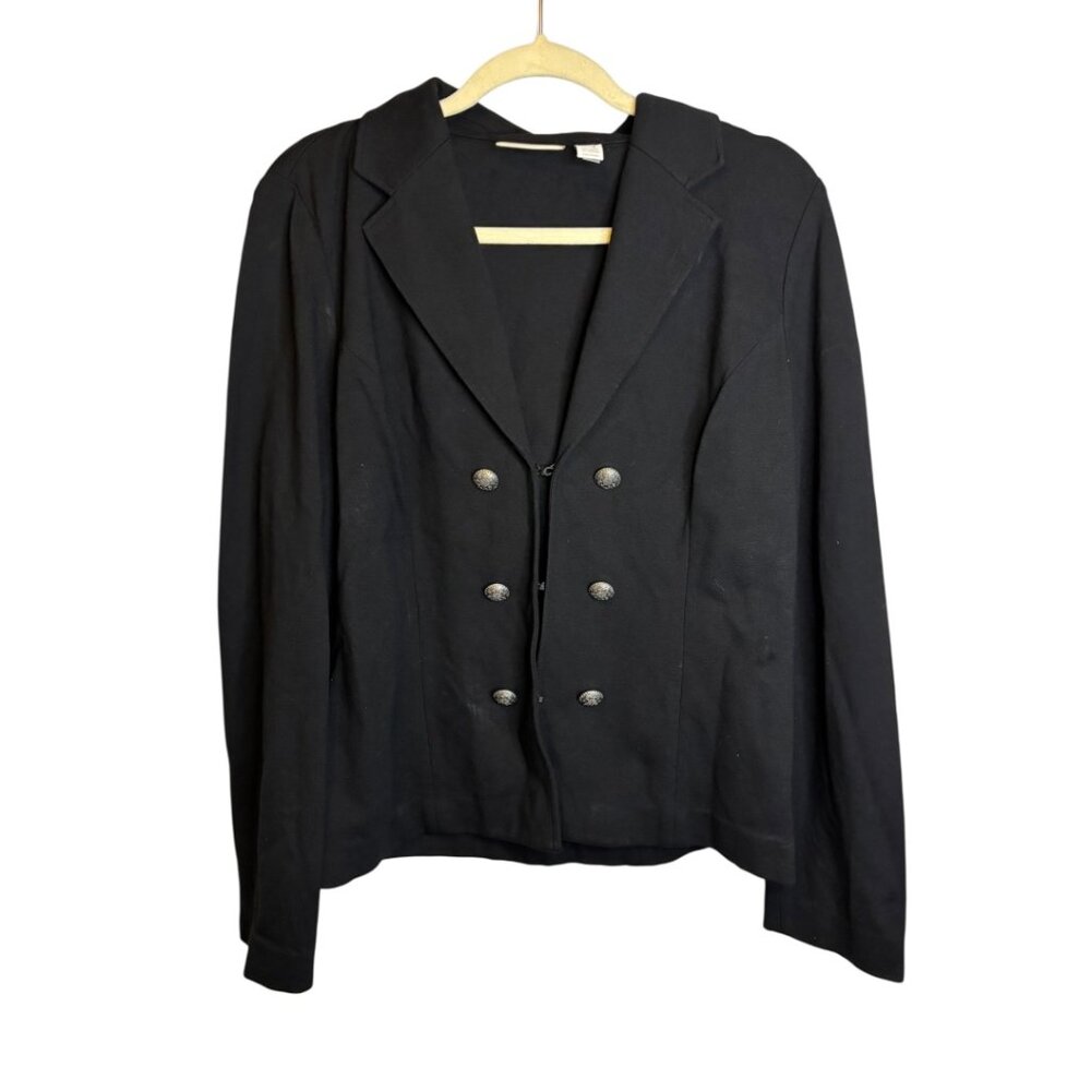 Chico's‎ Jacket Blazer Women's Large Long Sleeve Structured Black Chicos 2